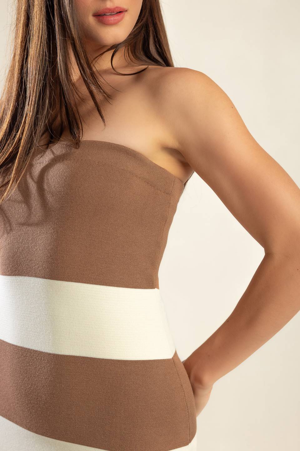 ROMANTIC AFTERNOON STRAPLESS KNIT DRESS
