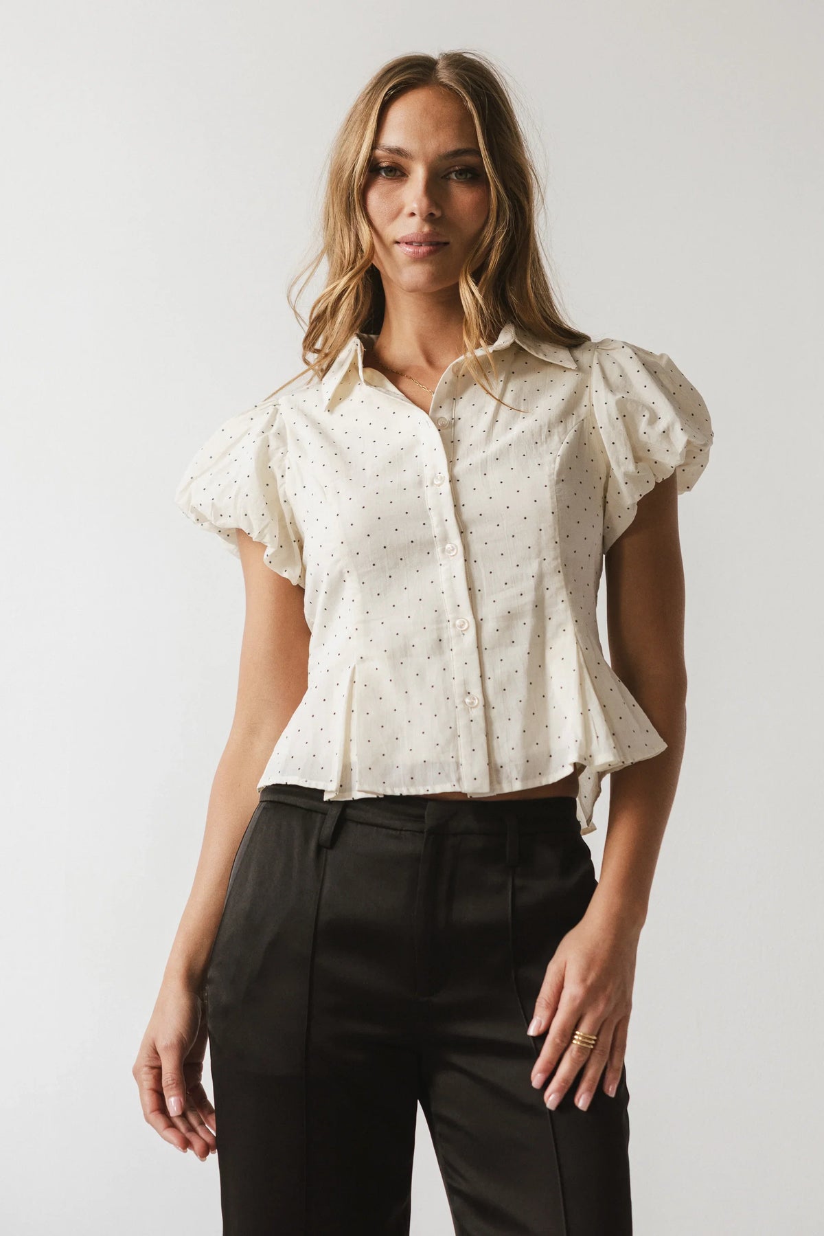 Lizette Pleated Blouse in Cream