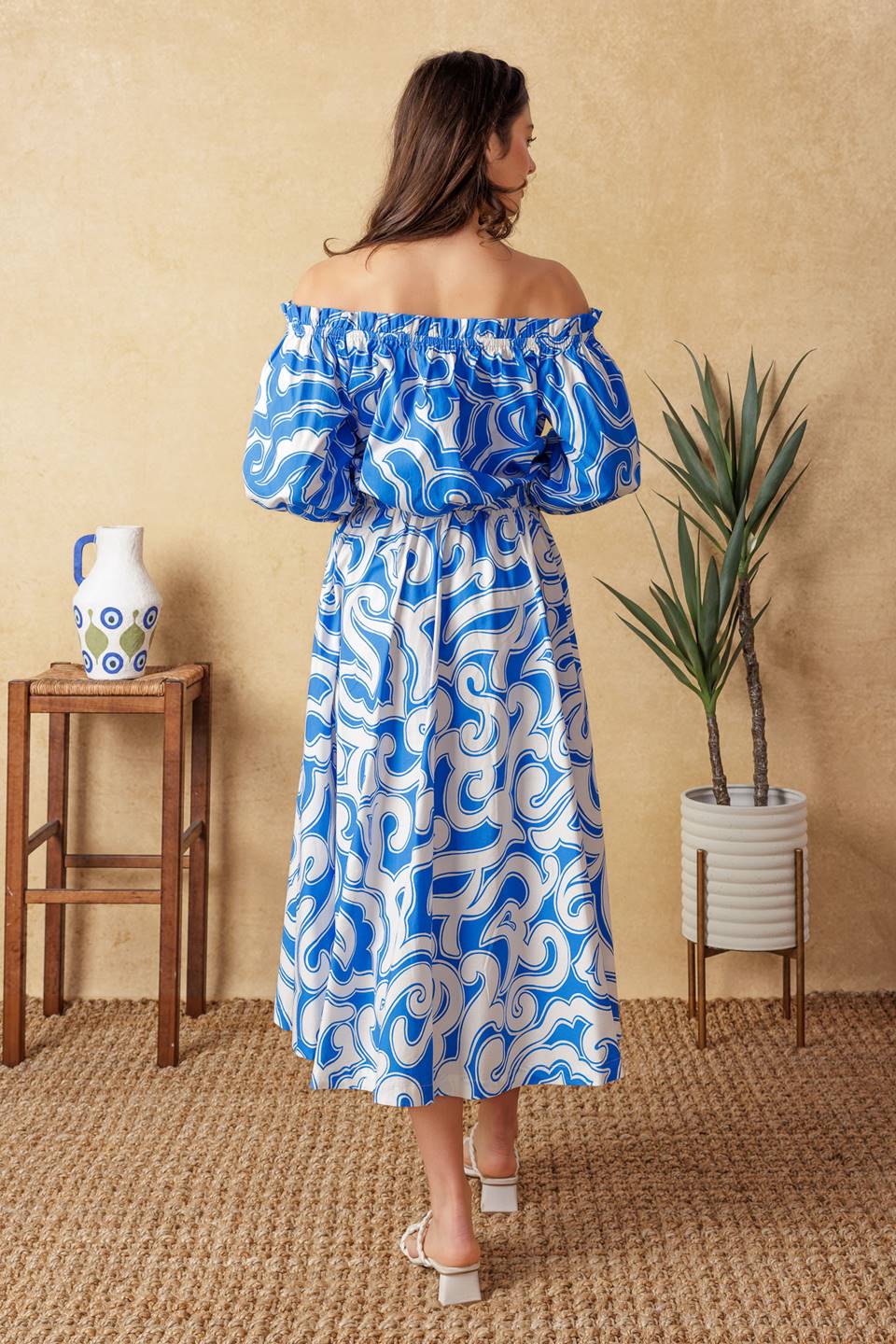 BEACH DAY TOP SKIRT SET BLUE WHITE