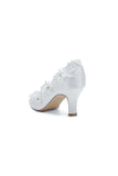 Lace Pointed Toe Chunky Heels with Beaded