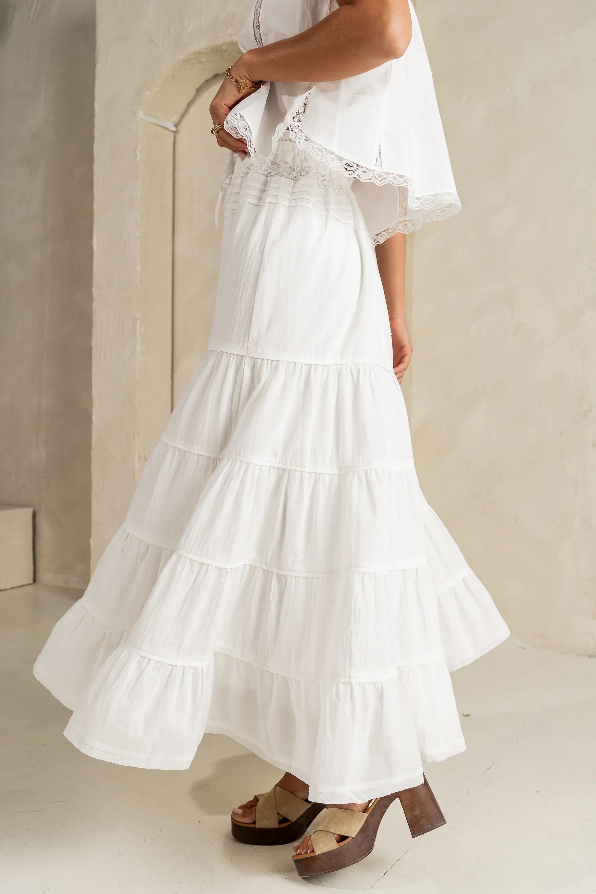 Mira Maxi Skirt in White FINAL SALE