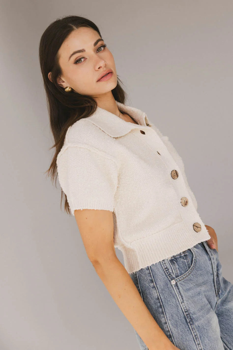 Hayes Knit Cardigan in Cream FINAL SALE