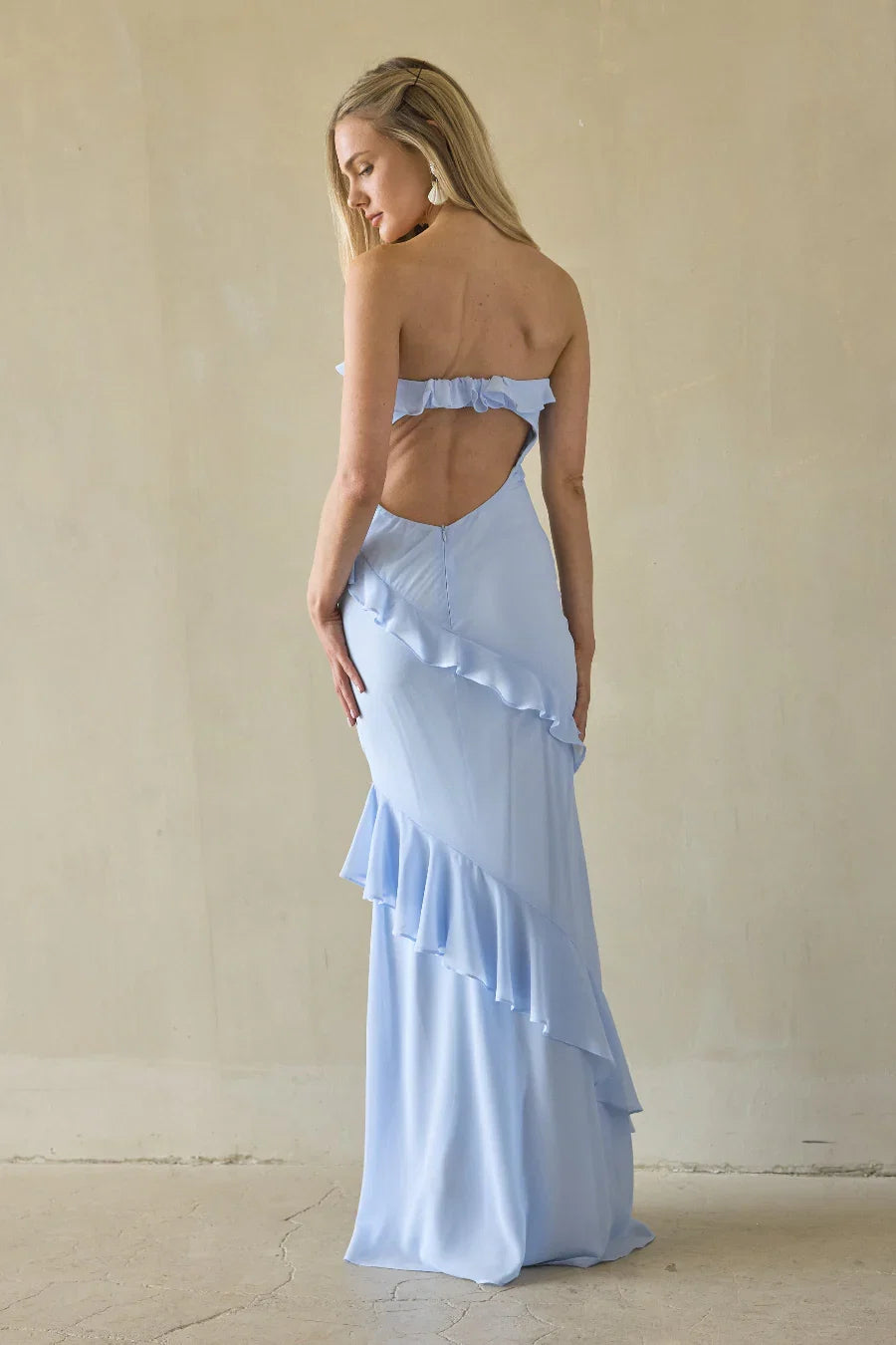 Jana Ruffle Open Back Maxi Dress