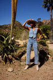 Shea Floral Vest in Light Wash FINAL SALE