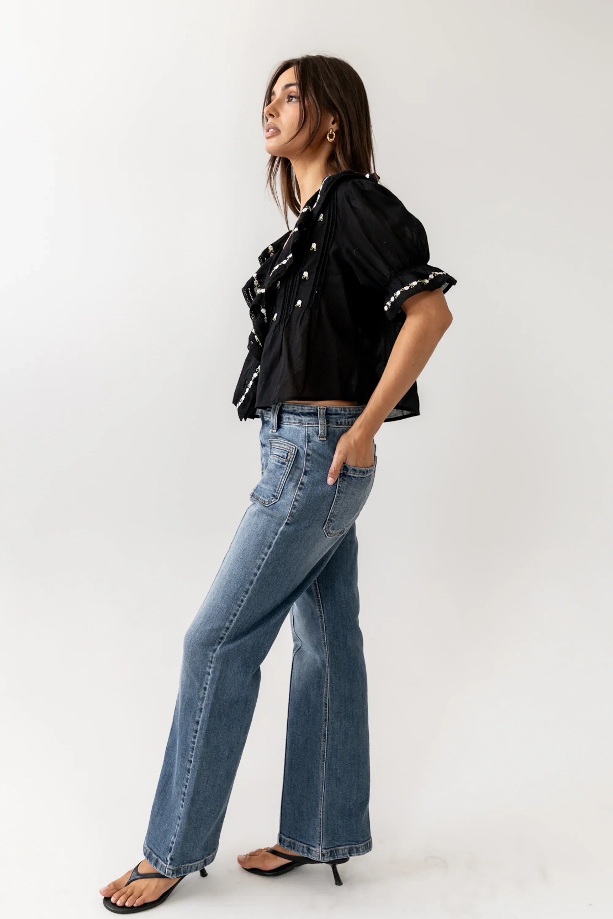 Suzie Embroidered Blouse in Black FINAL SALE