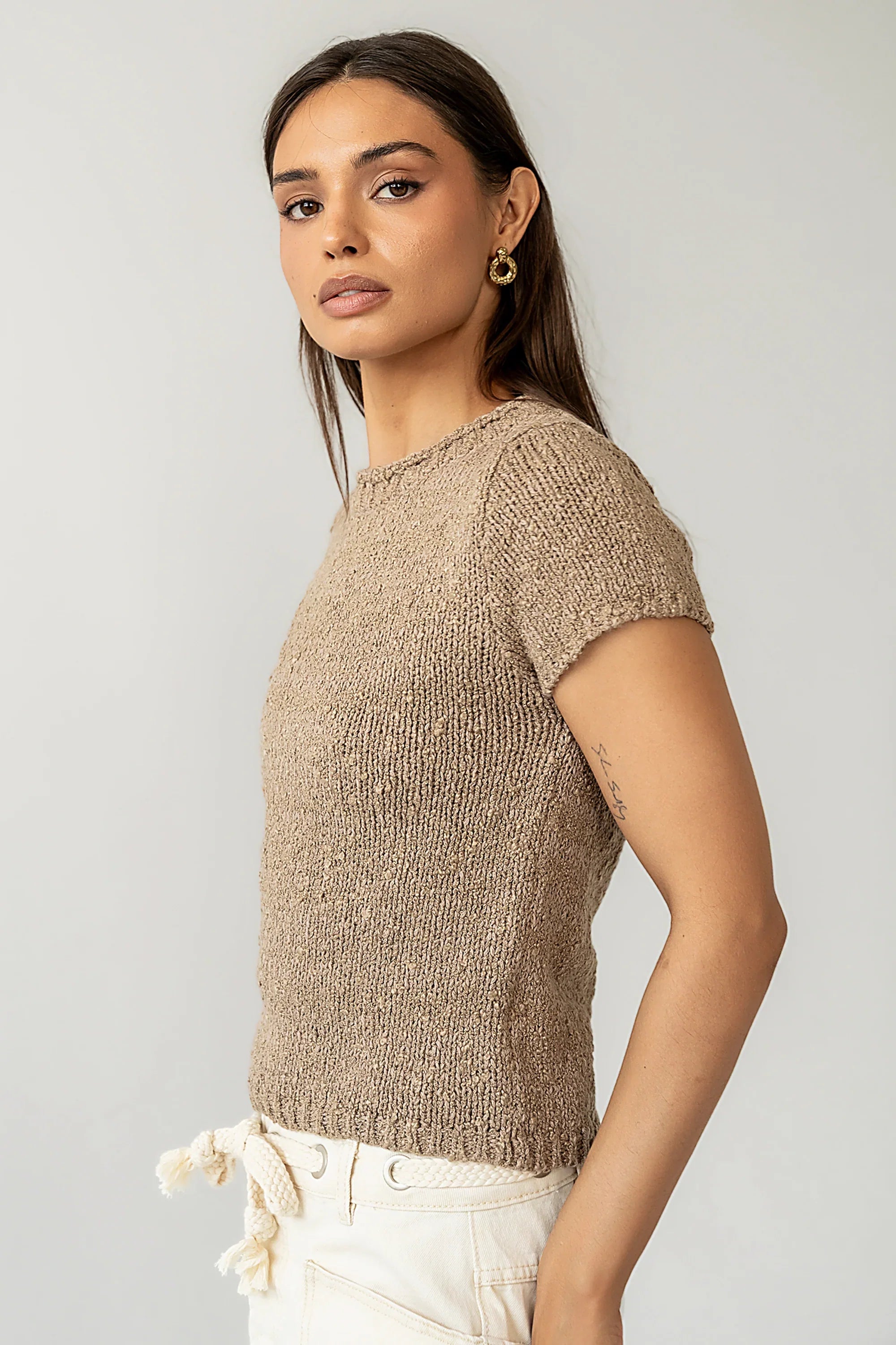Zoey Knit Sweater in Taupe