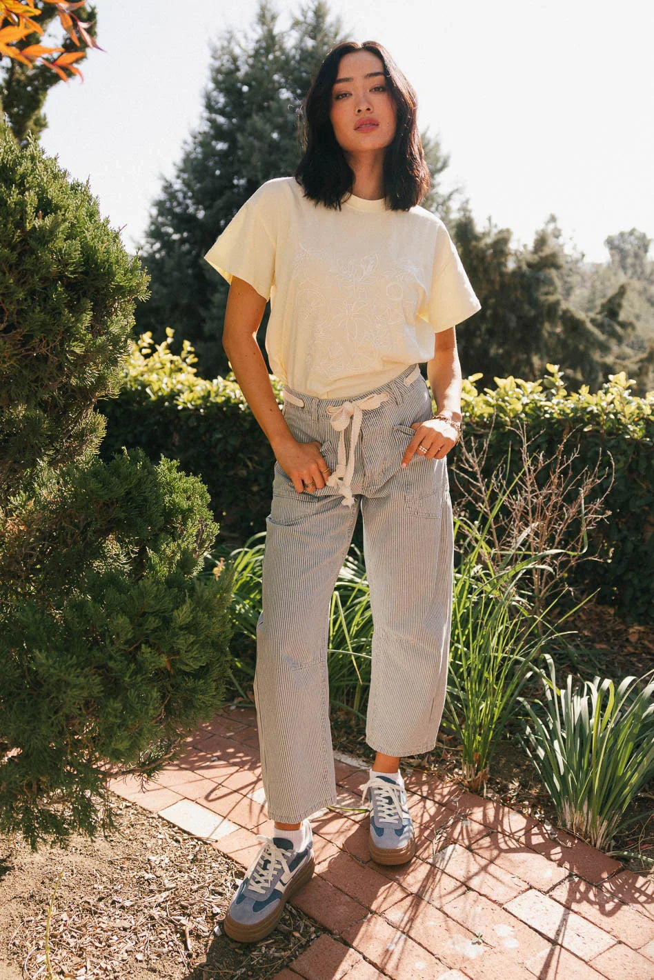 Citrus Embroidered Tee in Yellow FINAL SALE