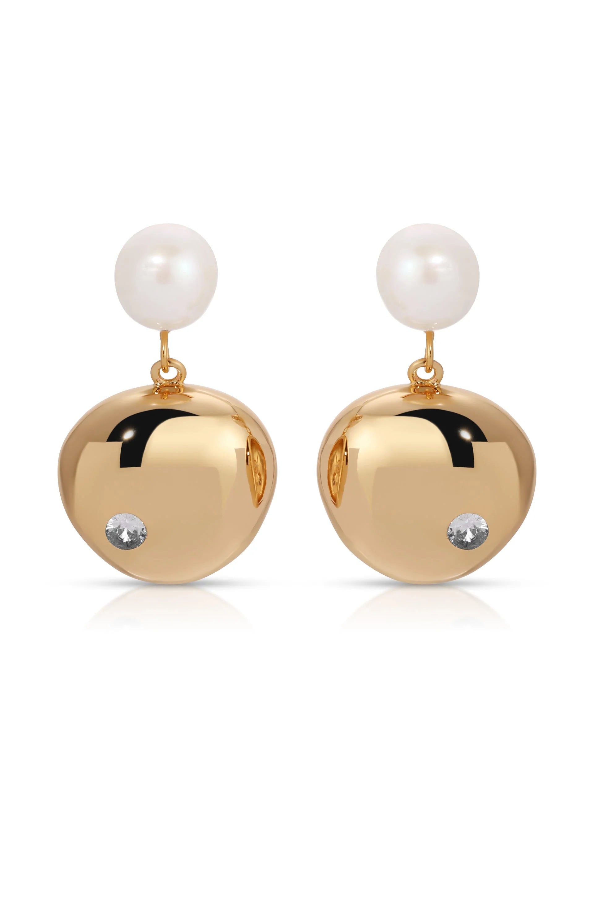 Large Pebble and Pearl Dangle Earrings