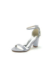 Satin Chunky Heels with Rhinestone
