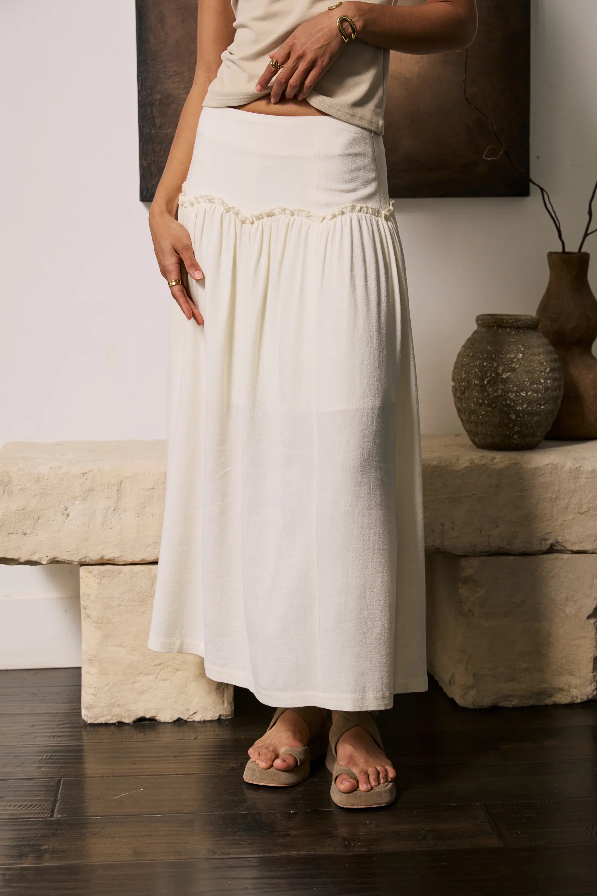 Ray Scallop Maxi Skirt