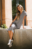 Elisa Striped Maxi Dress in Grey FINAL SALE