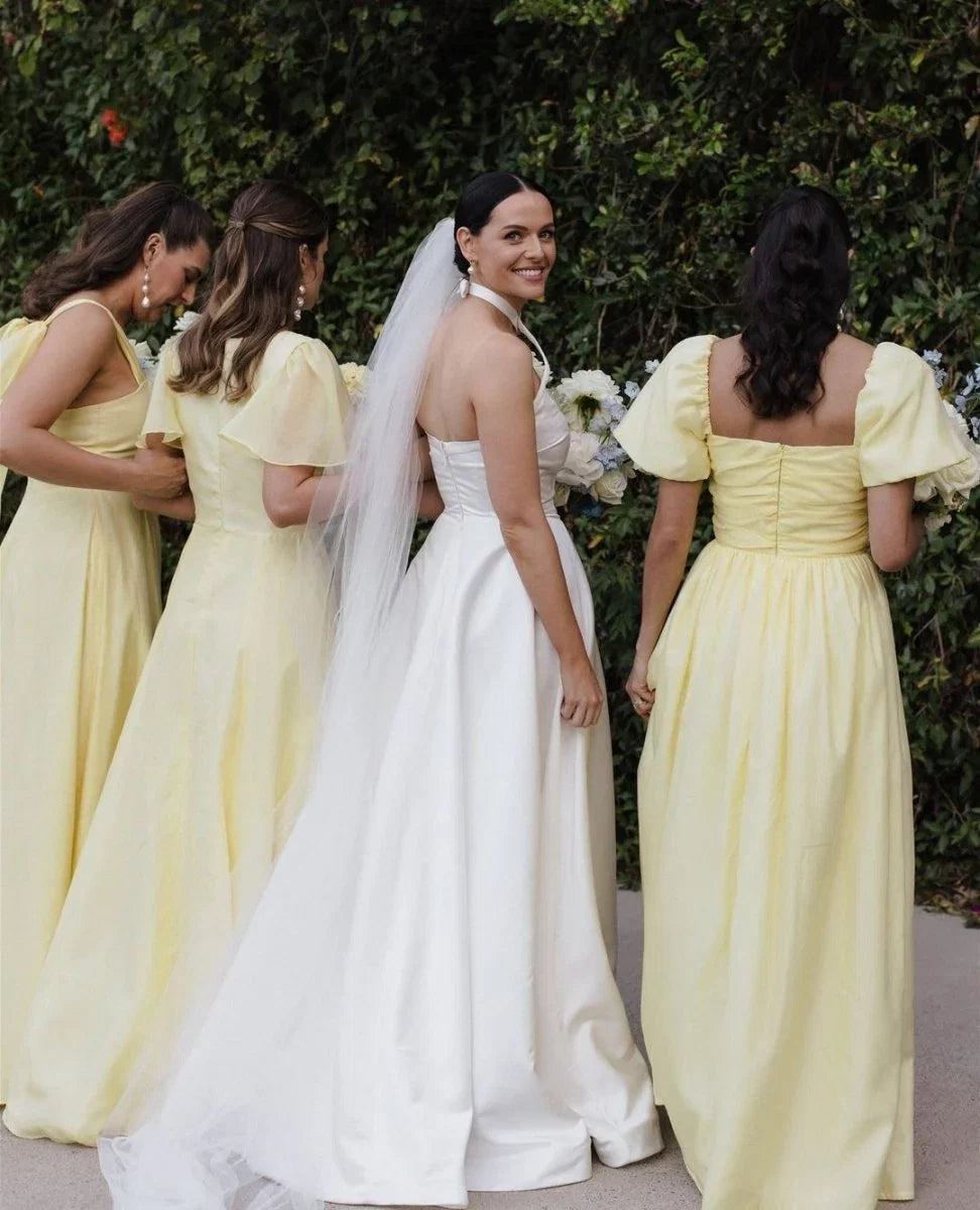 Chic A Line Daffodi Long Bridesmaid Dresses
