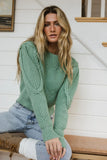 Amy Braided Cable Knit Sweater in Green FINAL SALE