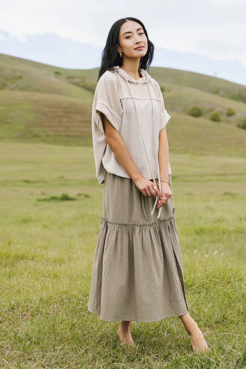 Aspen Midi Skirt in Olive FINAL SALE