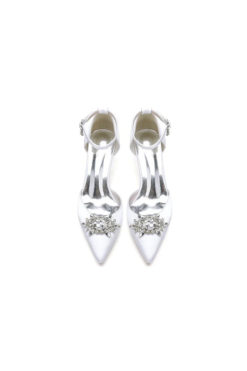 Pointed Toe Rhinestone Kitten Heels