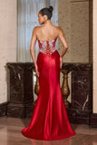 LARISSA GOWN CRYSTAL CORSET DRESS WITH LACE UP BACK
