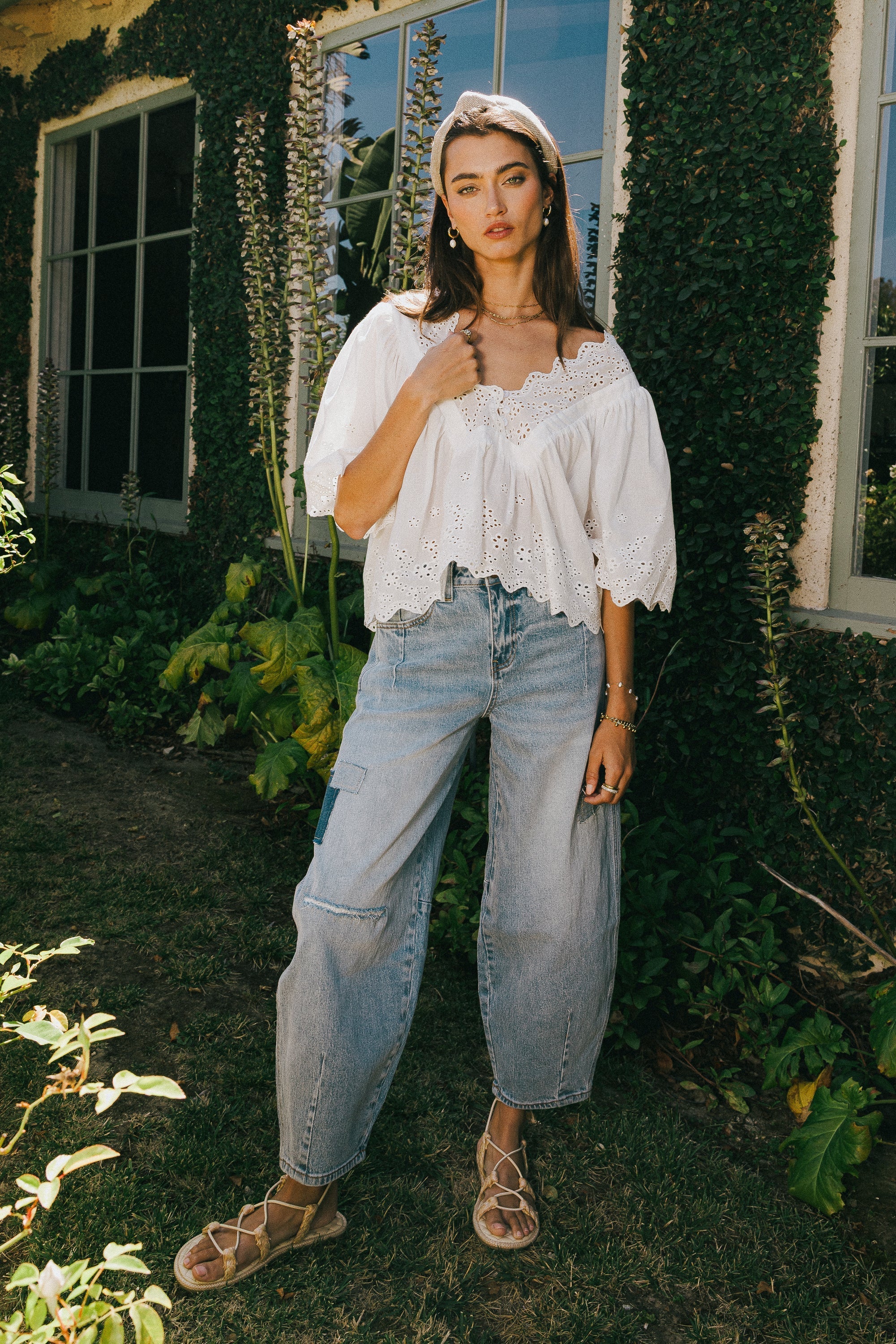 Faye Embroidered Blouse in White FINAL SALE