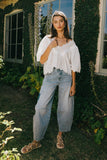 Faye Embroidered Blouse in White FINAL SALE