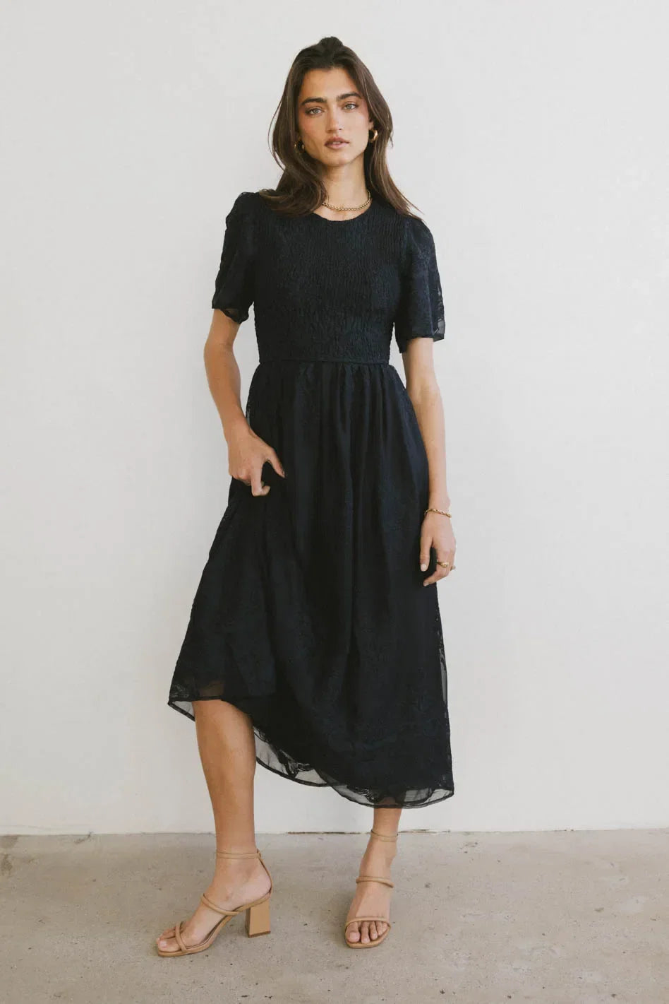 Alora Embroidered Dress in Navy FINAL SALE