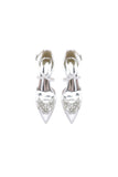White Cross Strap Pump with Crystal Flower Accent