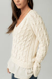 Zeke Cable Knit Sweater in Cream FINAL SALE