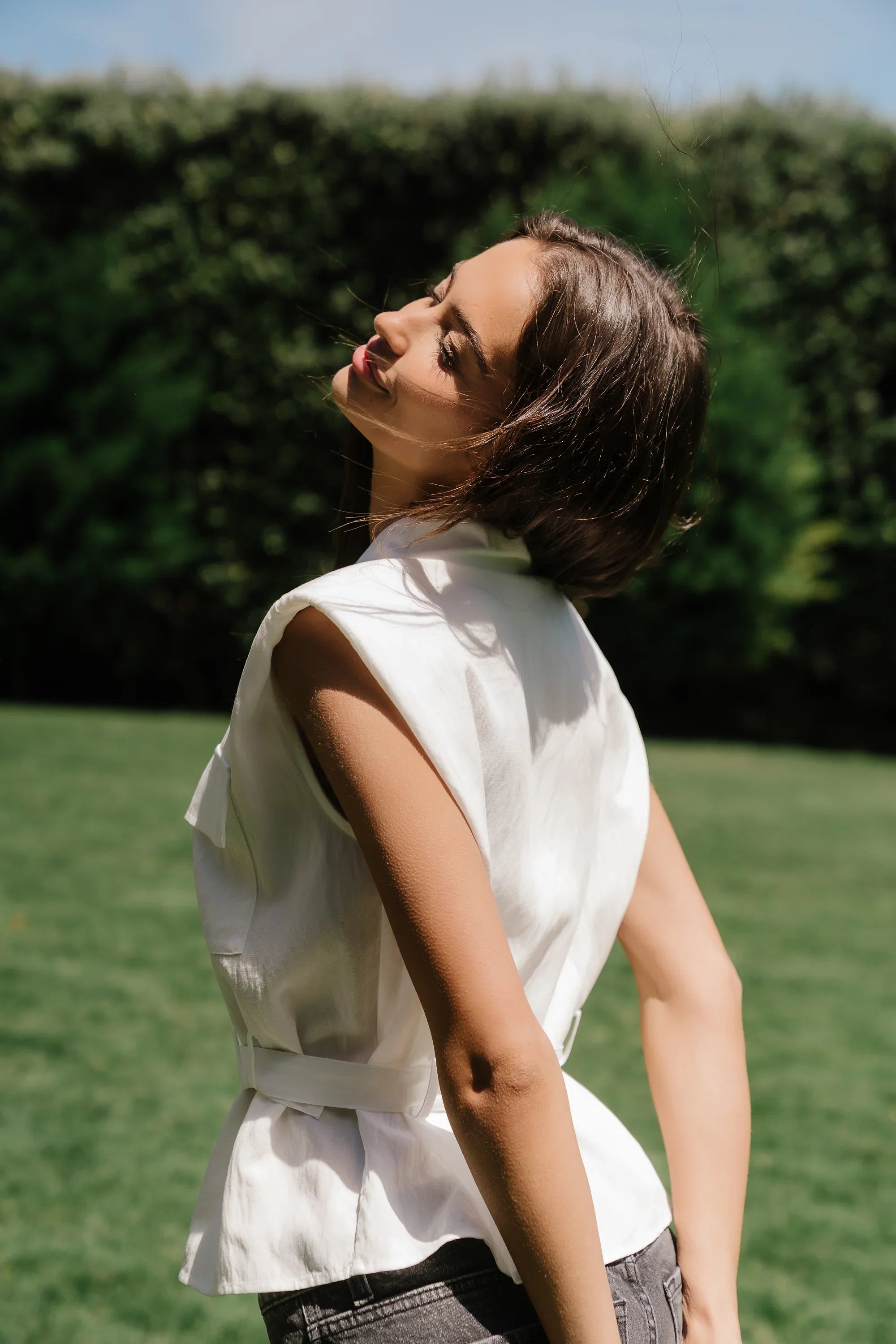 Karlie Button Up Blouse in White