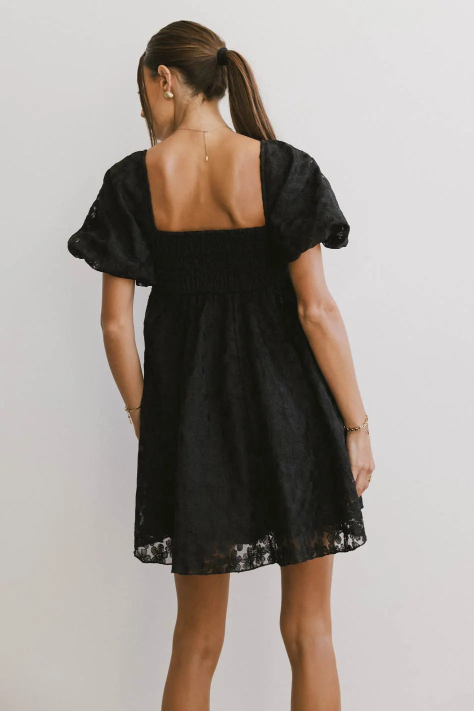 Elodie Floral Babydoll Dress in Black FINAL SALE