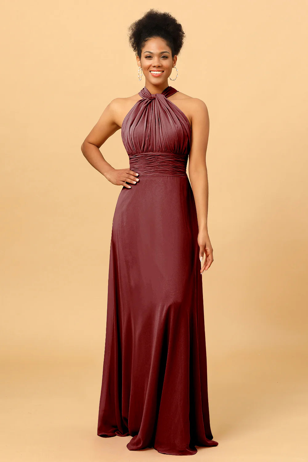 A Line Convertible Long Chiffon Bridesmaid Dress
