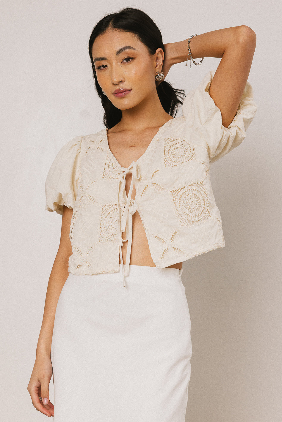 Sylas Embroidered Blouse in Ivory FINAL SALE