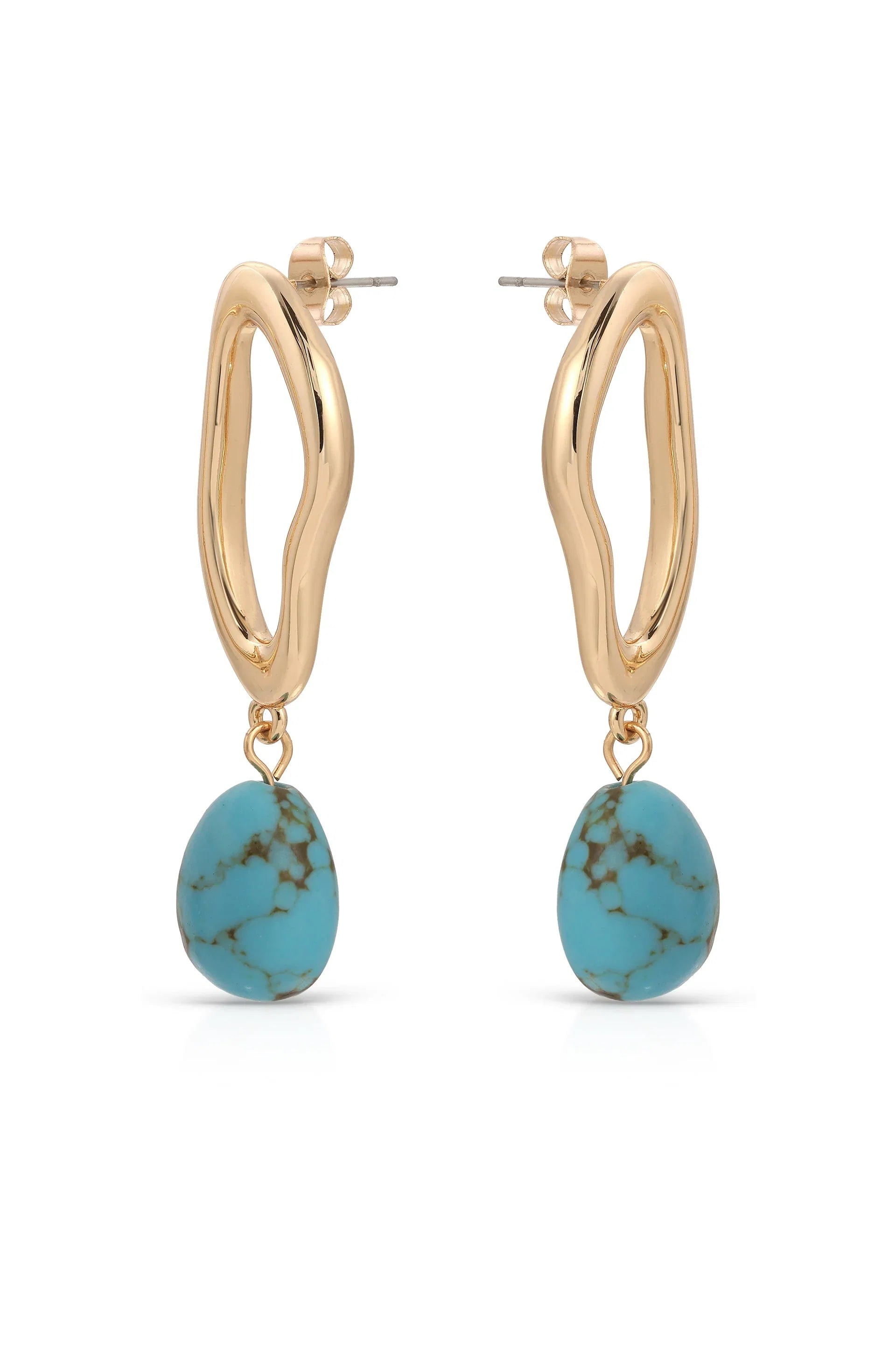 Open Circle Turquoise Dangle Earrings