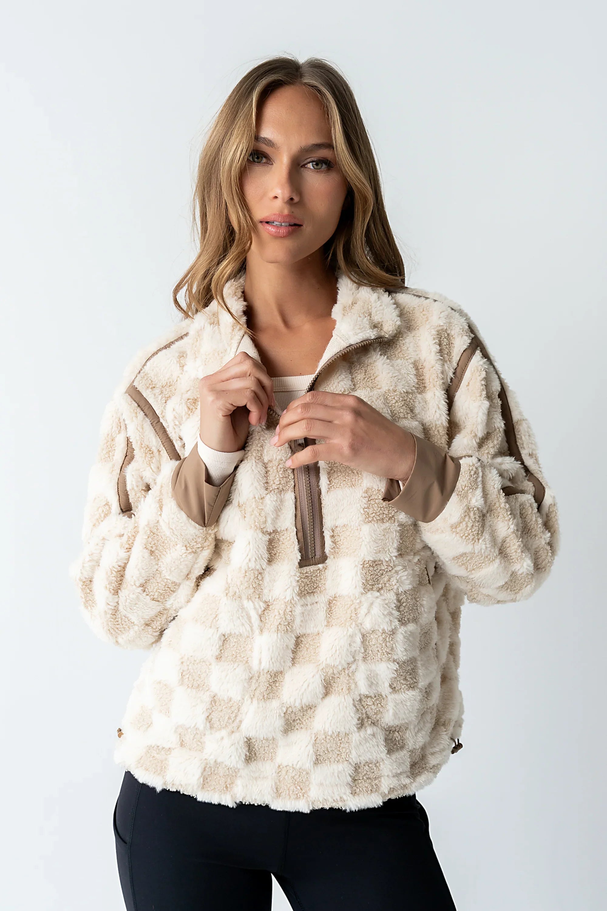 Sheri Checkered Half Zip FINAL SALE