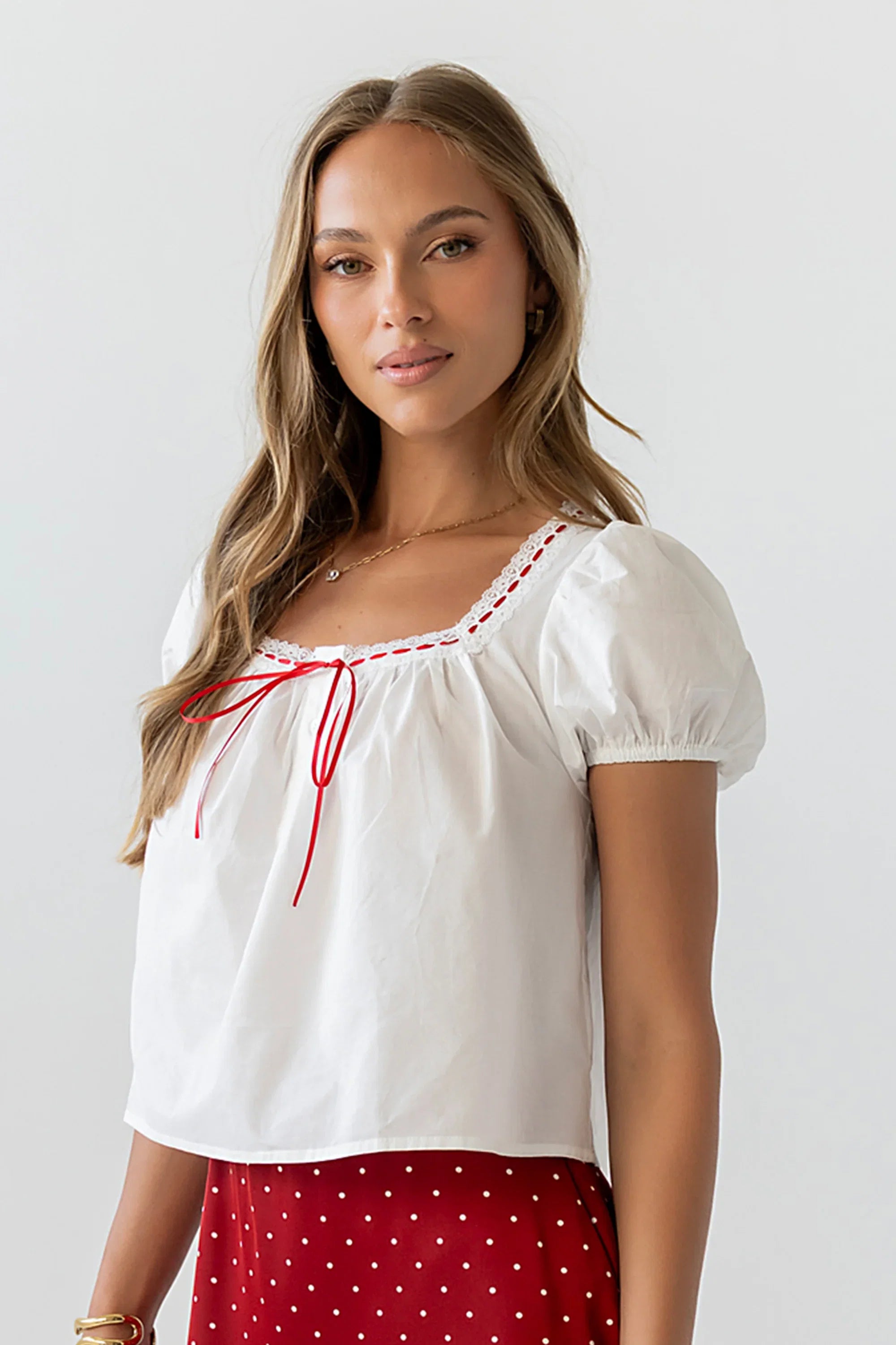 Claire Poplin Blouse in Off White
