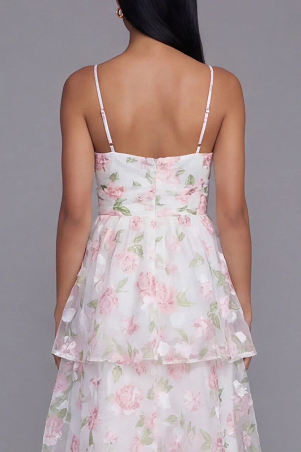 Tiered Corset A Line Floral Yellow Wedding Guest Dress