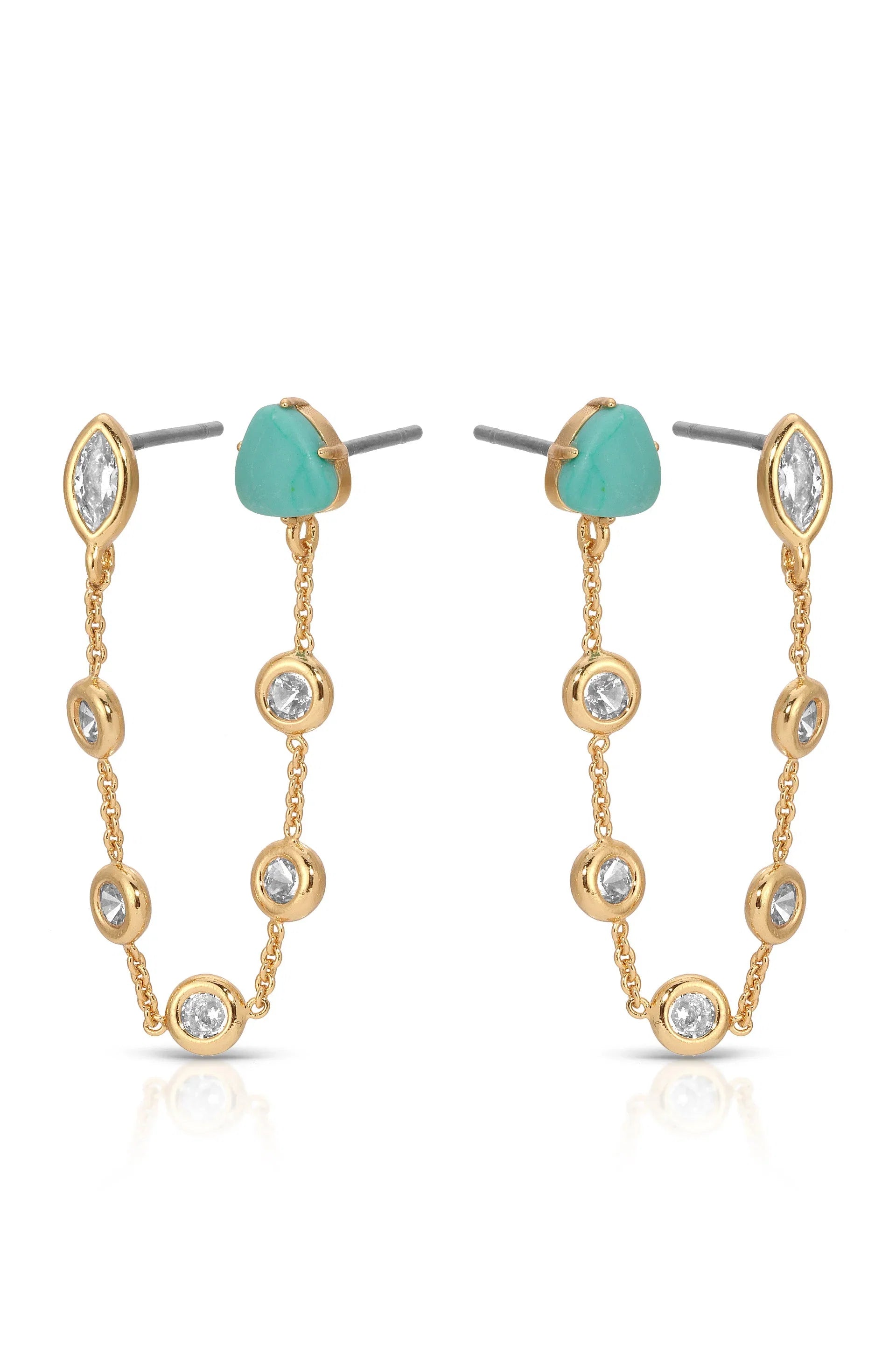 Double Piercing Turquoise Earrings