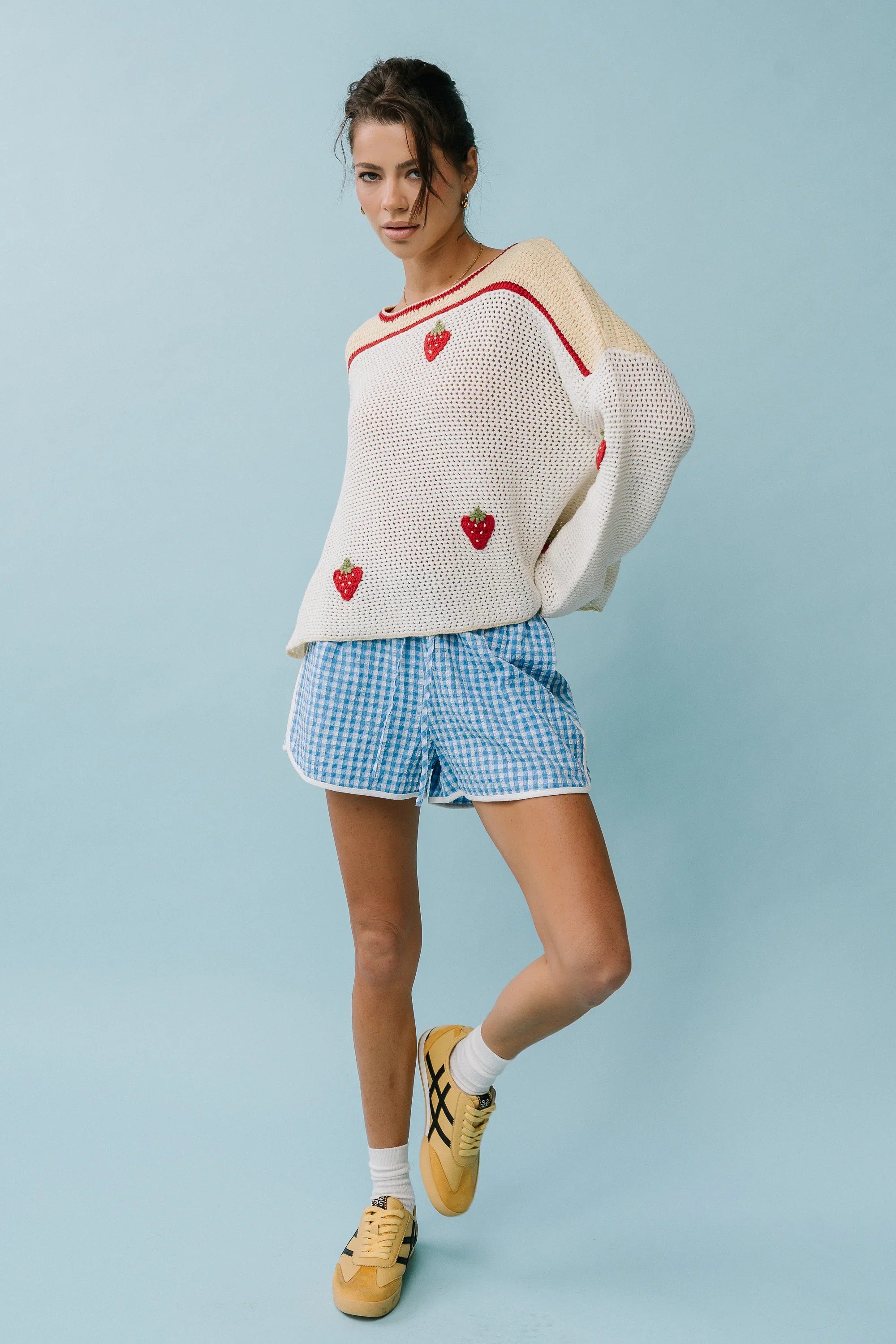 Maia Gingham Shorts in Blue