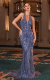 Kingston Gown Halter Beaded Mermaid Evening Dress
