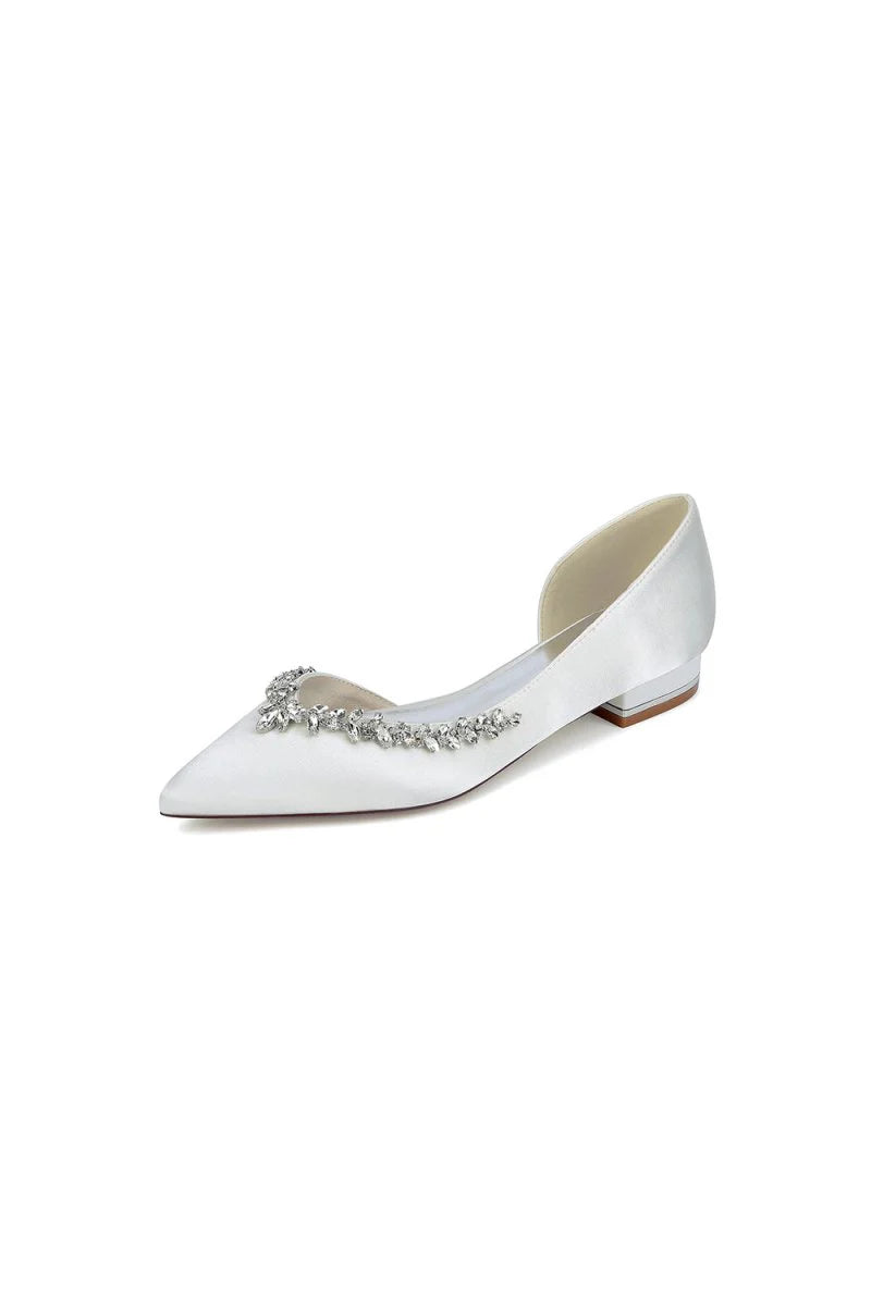 Silver Satin High Heels with Crystal Embellishments 18448 11YK