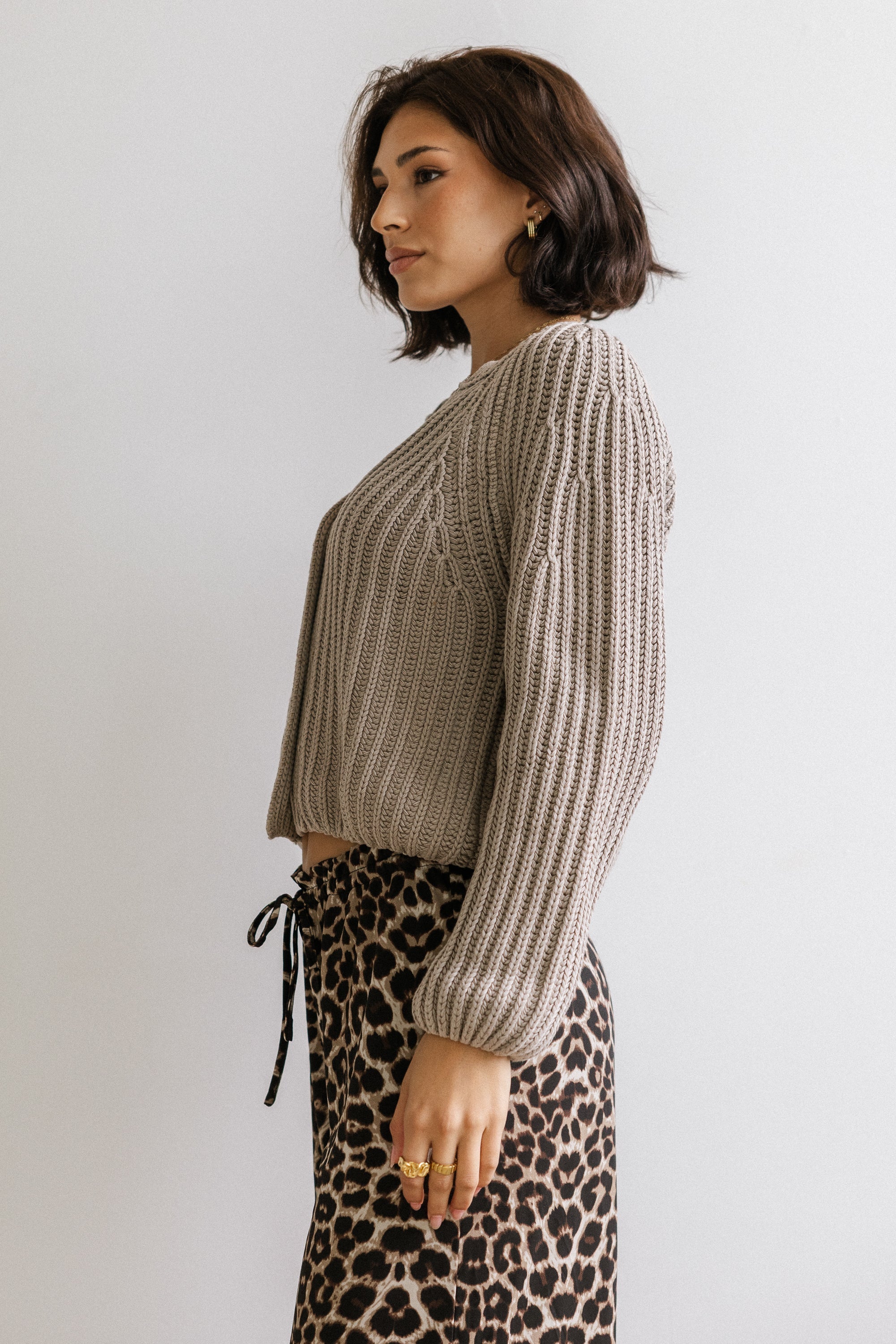 Katie Knit Cardigan in Tan FINAL SALE