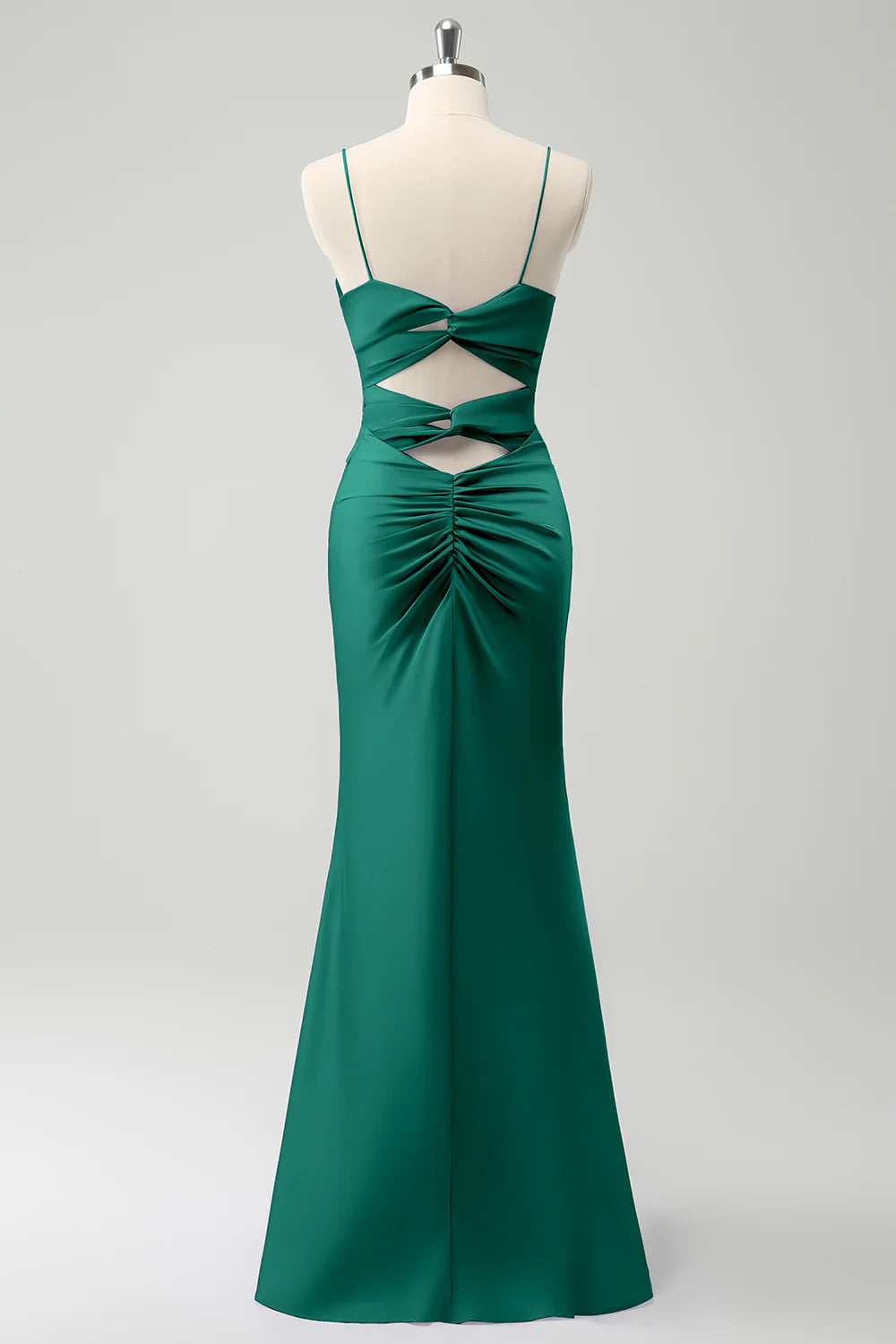 Dark Green Mermaid Front Criss Cross Ruched Long Bridesmaid Dress