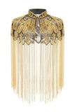 Fringed Sparkly Black Golden 1920s Cape with Beading