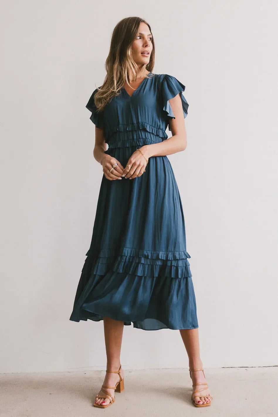 Willa Ruffle Dress in Teal FINAL SALE