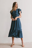 Willa Ruffle Dress in Teal FINAL SALE