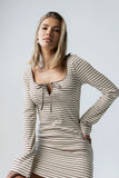Venice Striped Mini Dress in Cream