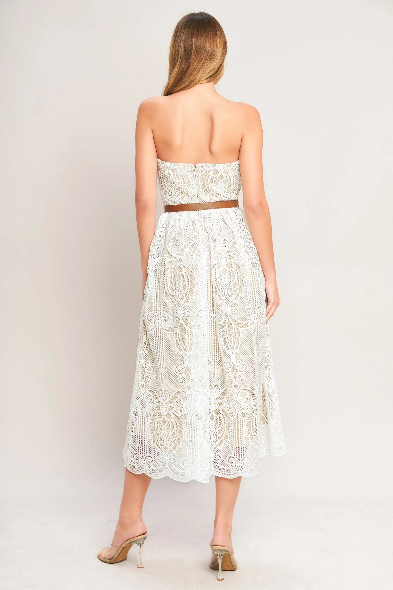 ELEGANT GARDEN LACE MIDI DRESS