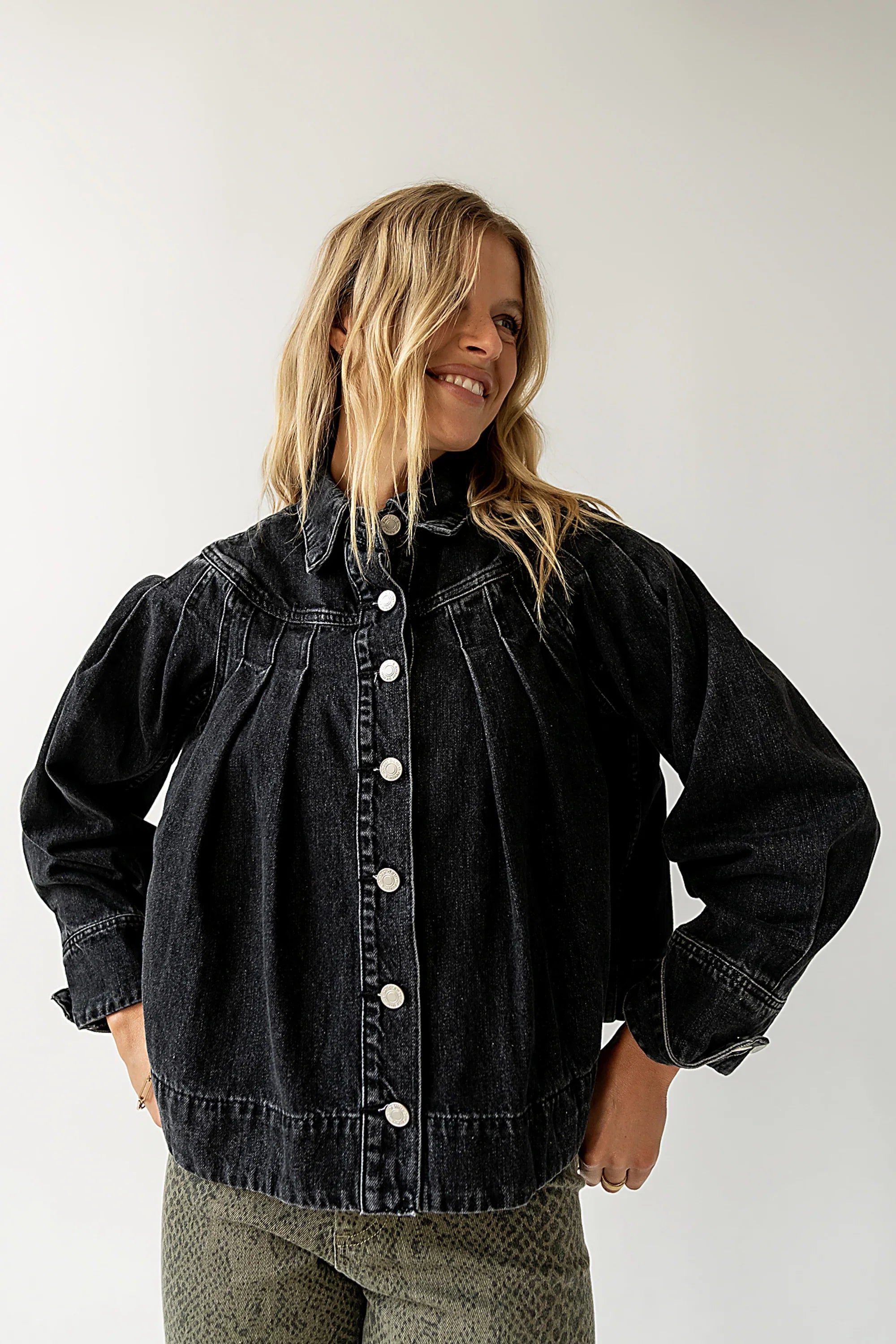 Lennon Denim Jacket in Washed Black FINAL SALE