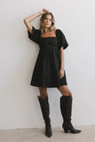 Dinah Pleated Mini Dress in Black FINAL SALE