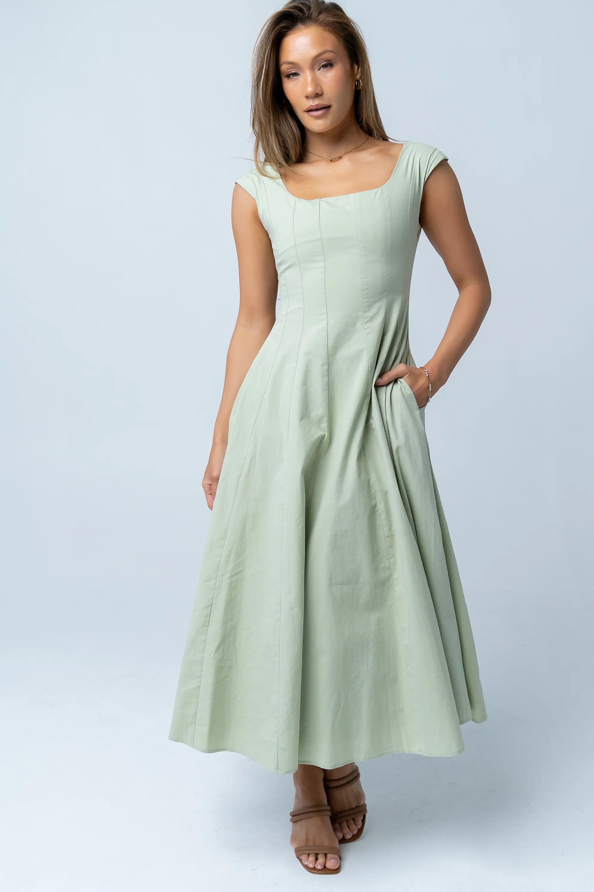 Colin Midi Dress in Sage