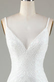 Sparkly White Bodycon Lace Up Back Beaded Short Homecoming Dress with Tassel
