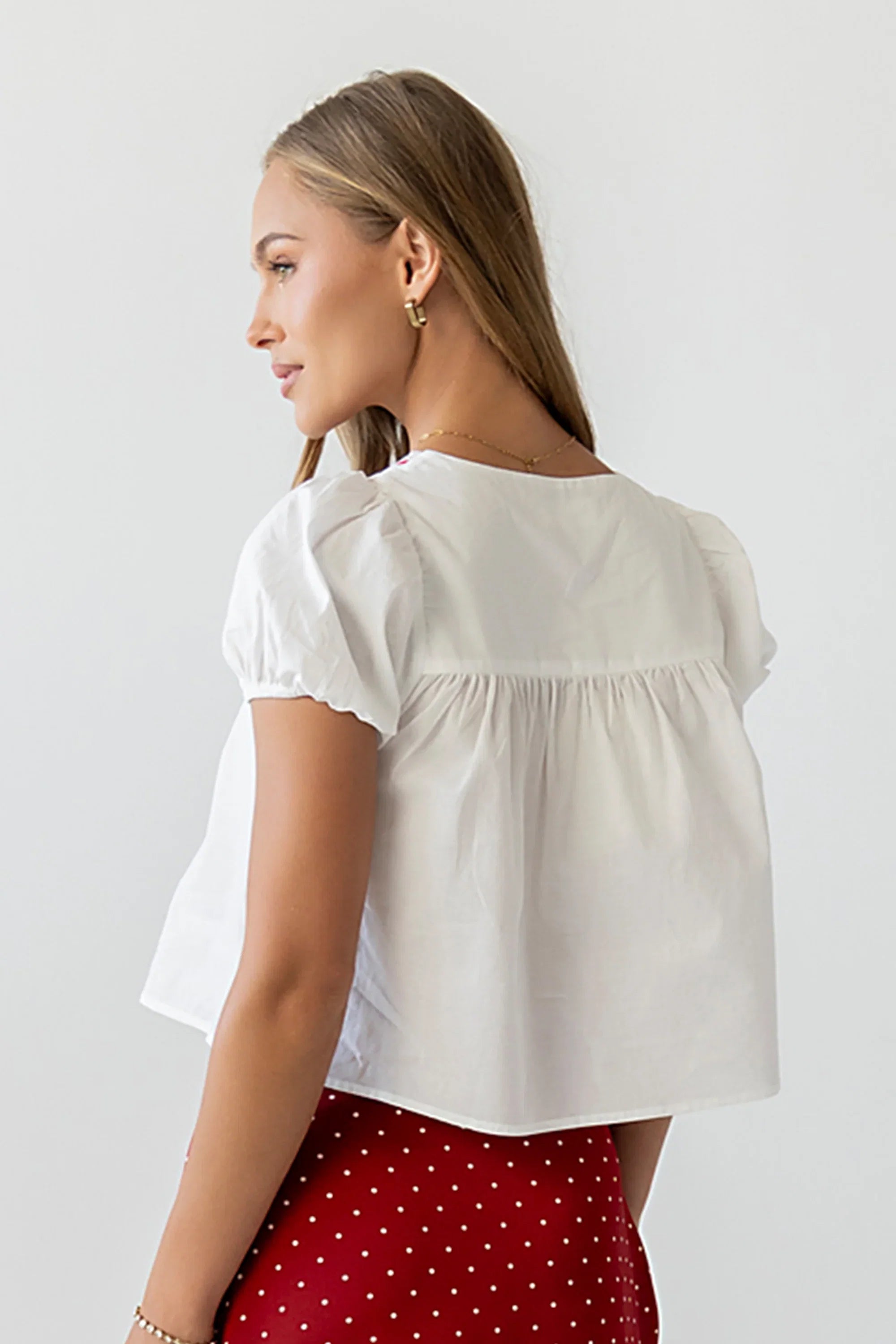 Claire Poplin Blouse in Off White
