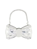 Womens Silver Bow Clutch Mini Evening Bags